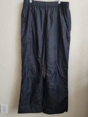 Columbia Men Waterproof Pull-On Nylon Pants Black Rain Packable Lightweight XL.